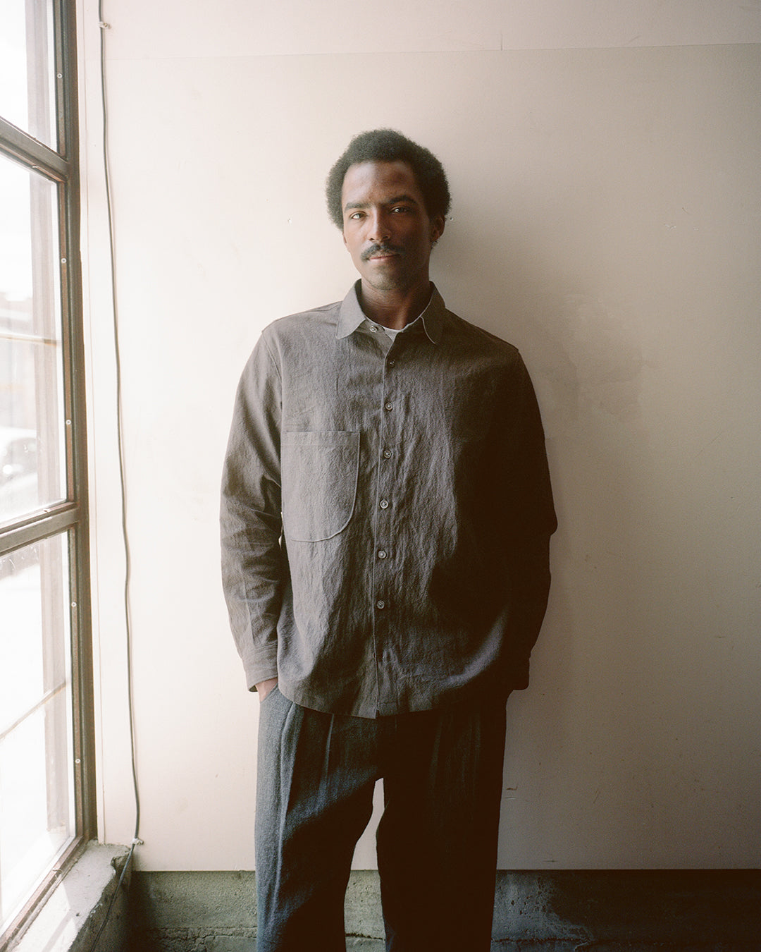 left hand oxford shirt, cotton/linen washed poplin