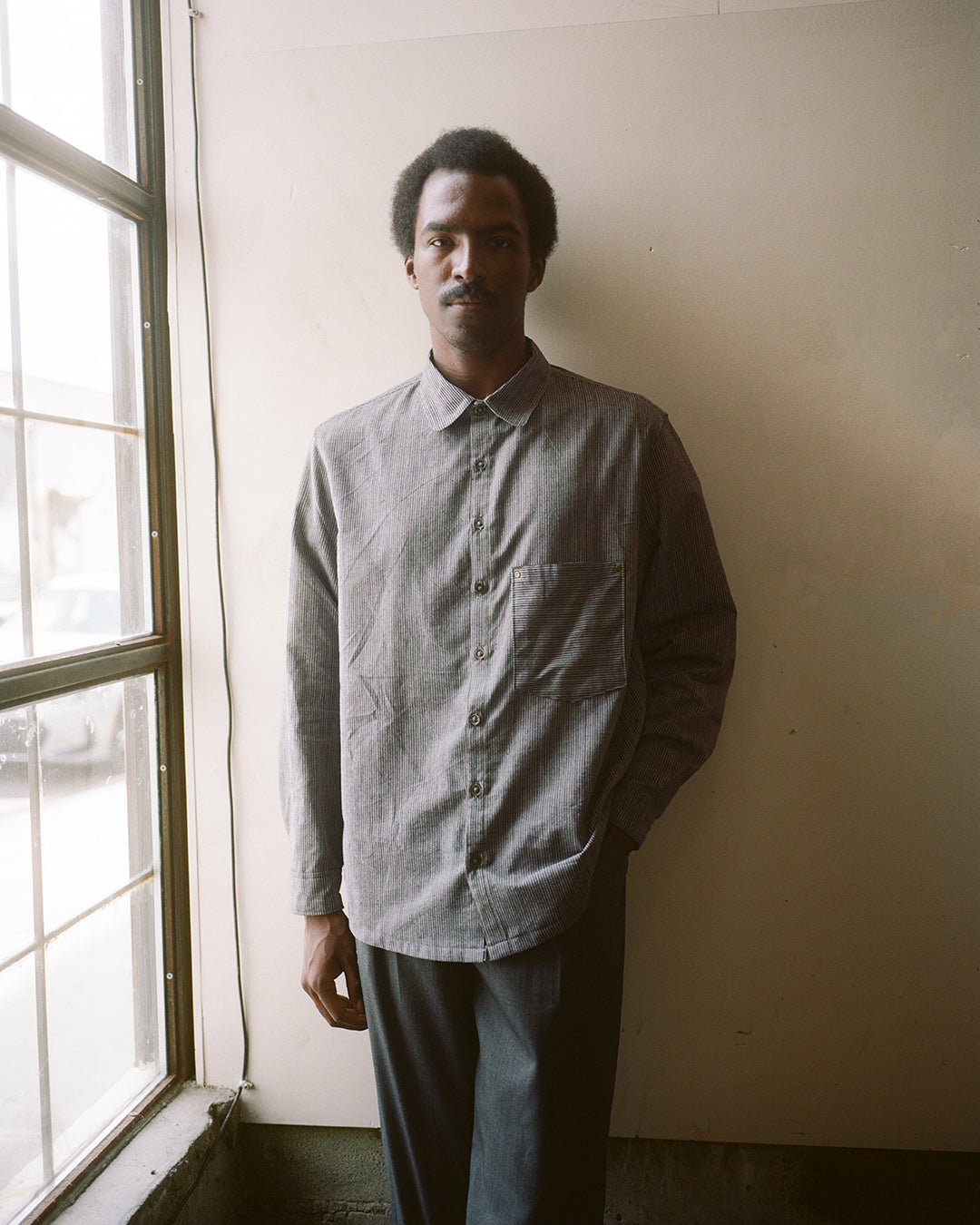 painter's shirt, handloomed striped cotton