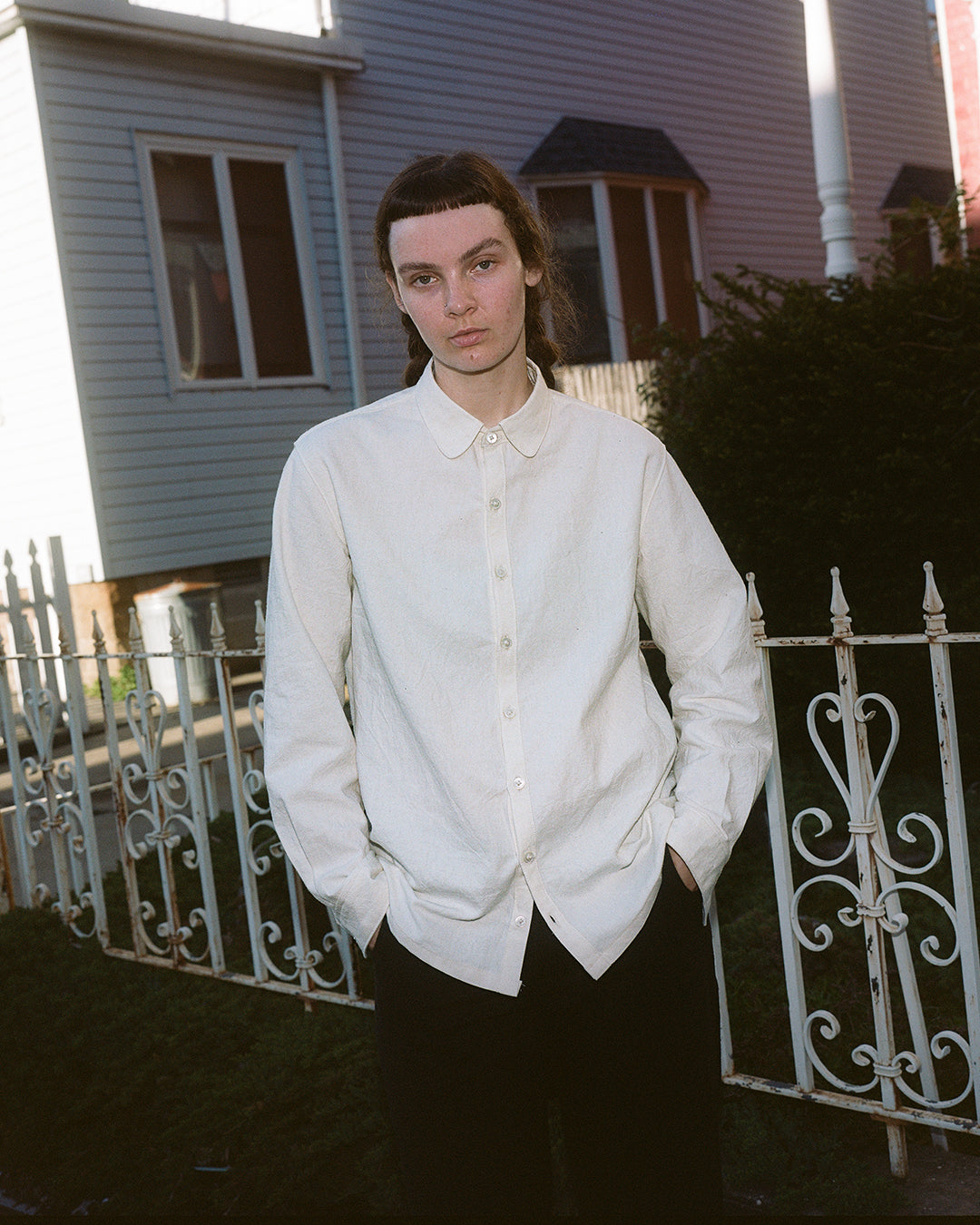 wrinkle shirt, cotton/linen/ramie plainweave