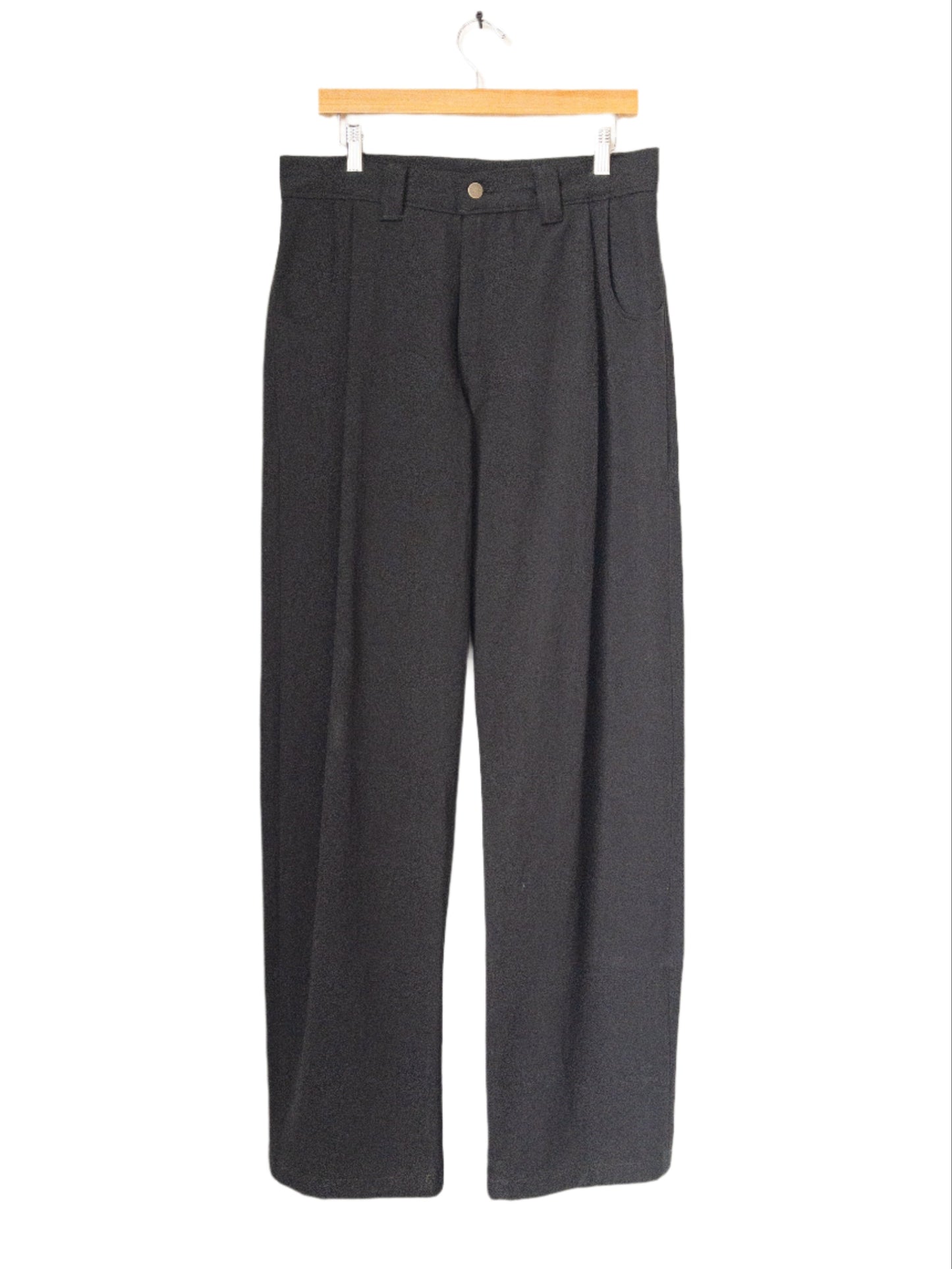 single pleat trousers, cotton/linen washed canvas