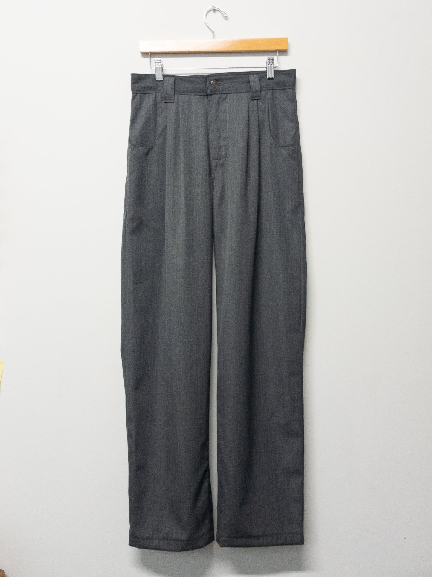 double pleat trousers, wool sharkskin suiting