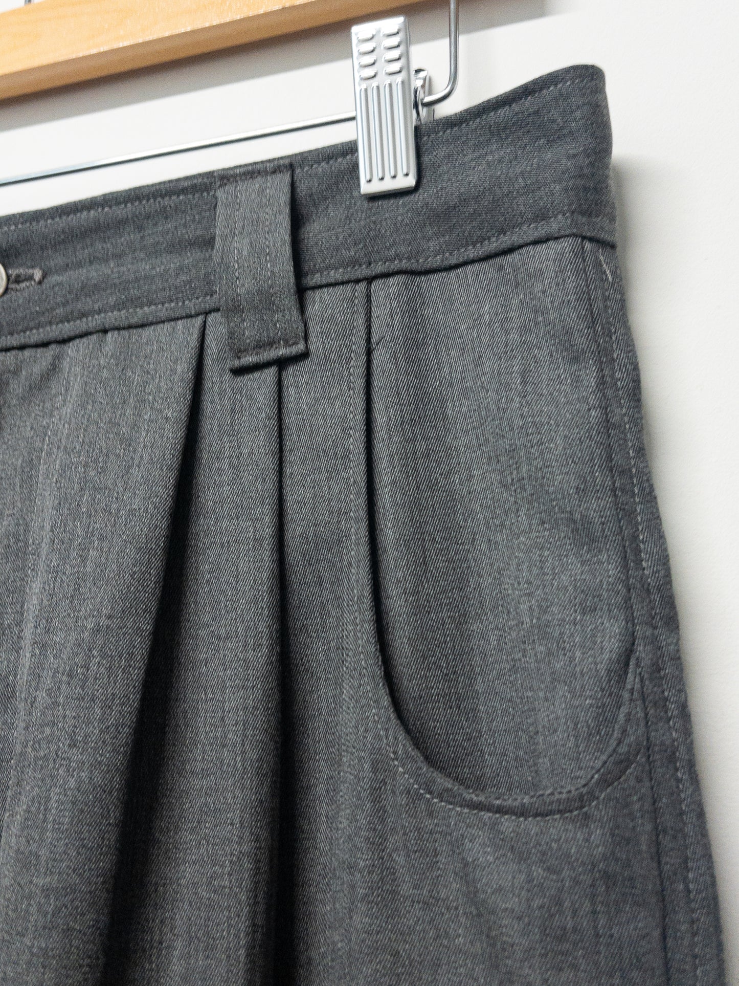 double pleat trousers, wool sharkskin suiting