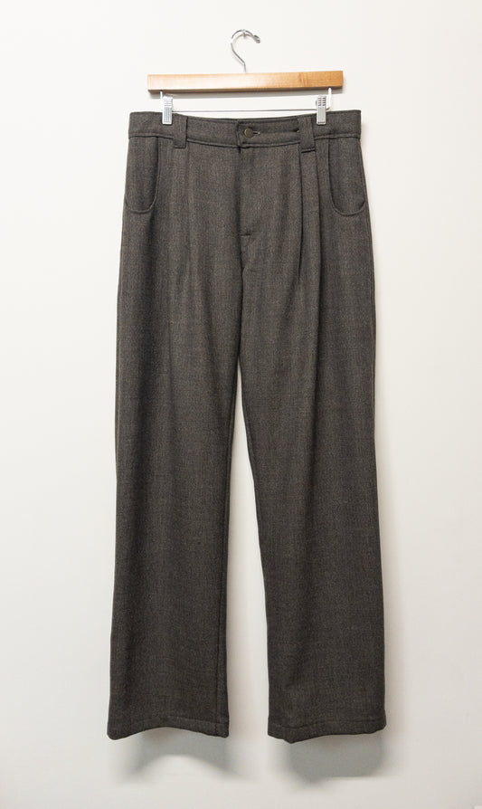 double pleat trousers, wool tweed suiting