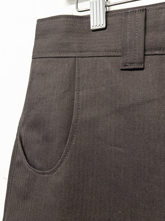 flat front trousers, cotton/hemp micro herringbone suiting