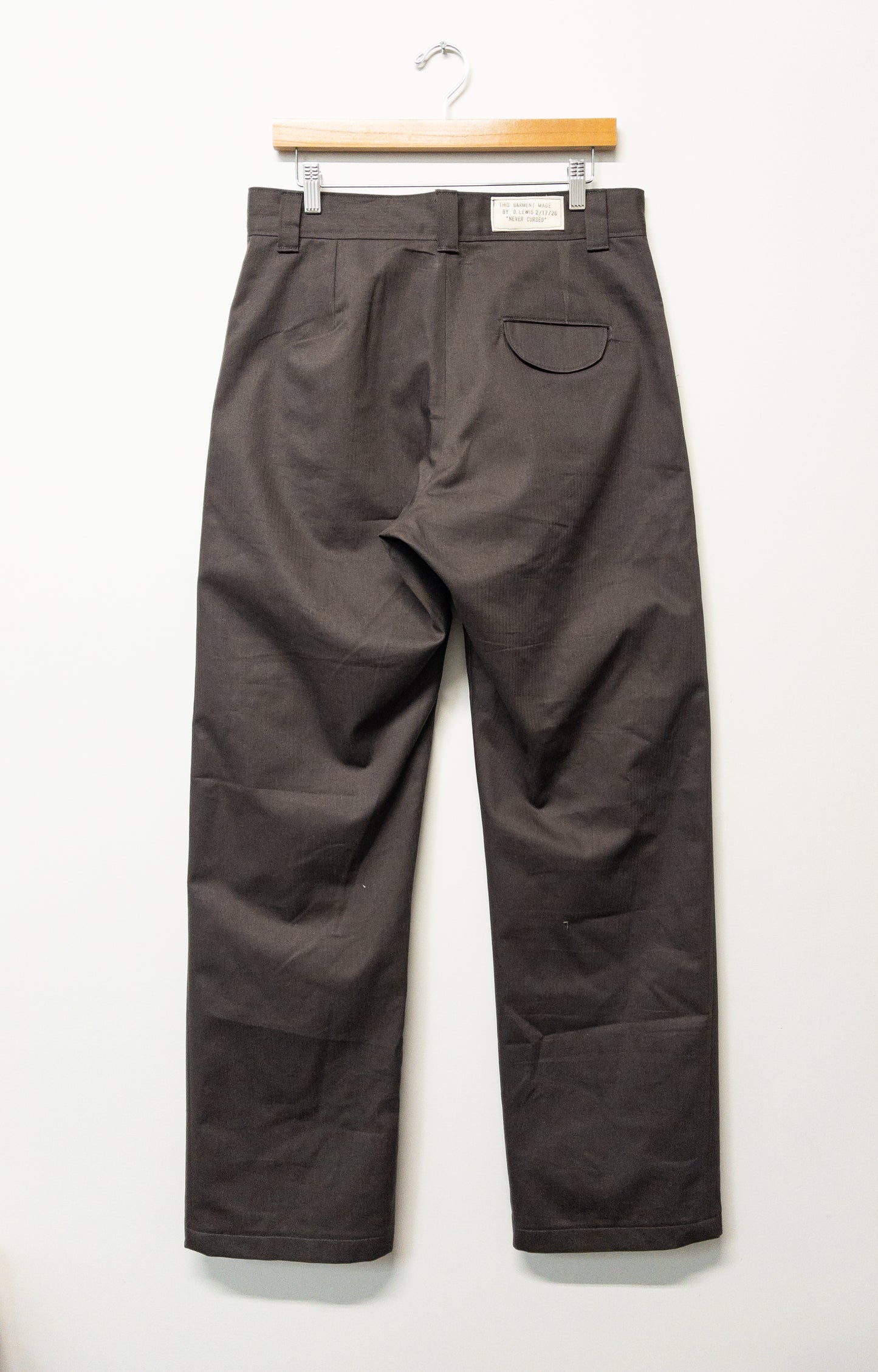 flat front trousers, cotton/hemp micro herringbone suiting