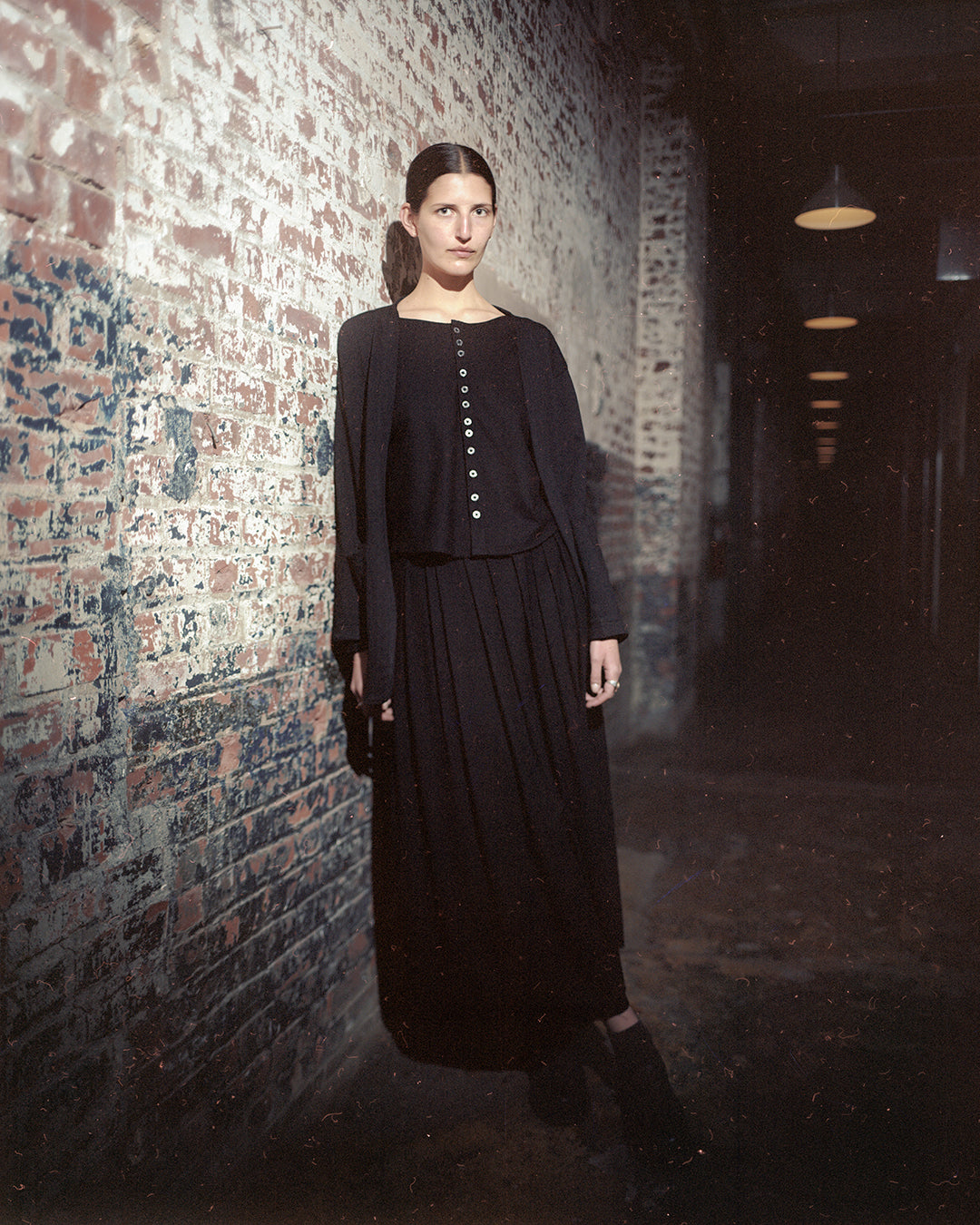 uneven pleat skirt, raw silk
