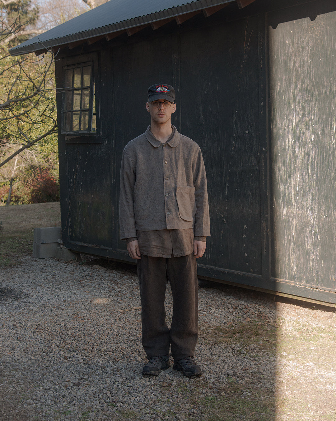 double pleated trousers in heavy belgian linen - dark taupe